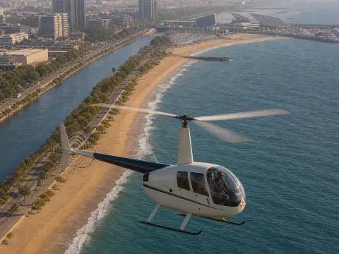Aerial view of Barcelona coastline on the Coast & Besós Tour