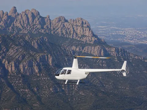 Helicopter over Barcelona en route to Montserrat