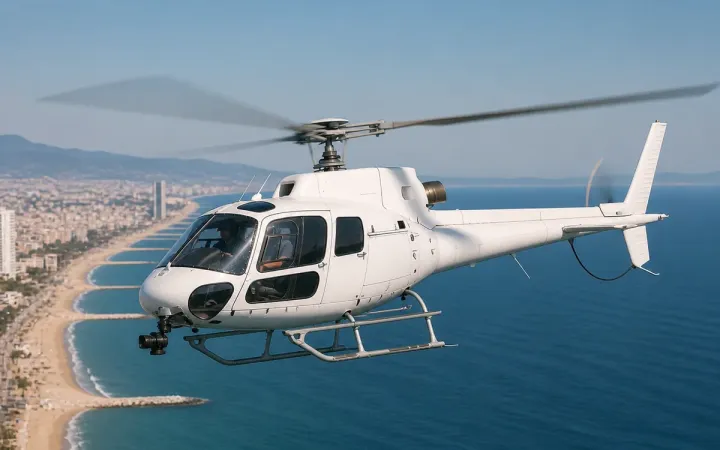 Helicopter used for an aerial filming charter over Barcelona