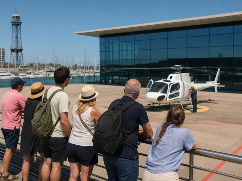 Viewing terrace at the Barcelona heliport terminal